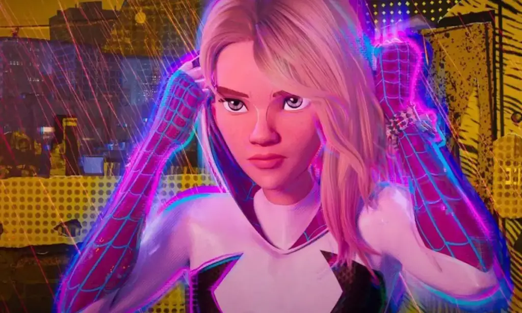 hailee steinfeld as gwen stacy, aka spider gwen, in spiderman Across the spiderverse